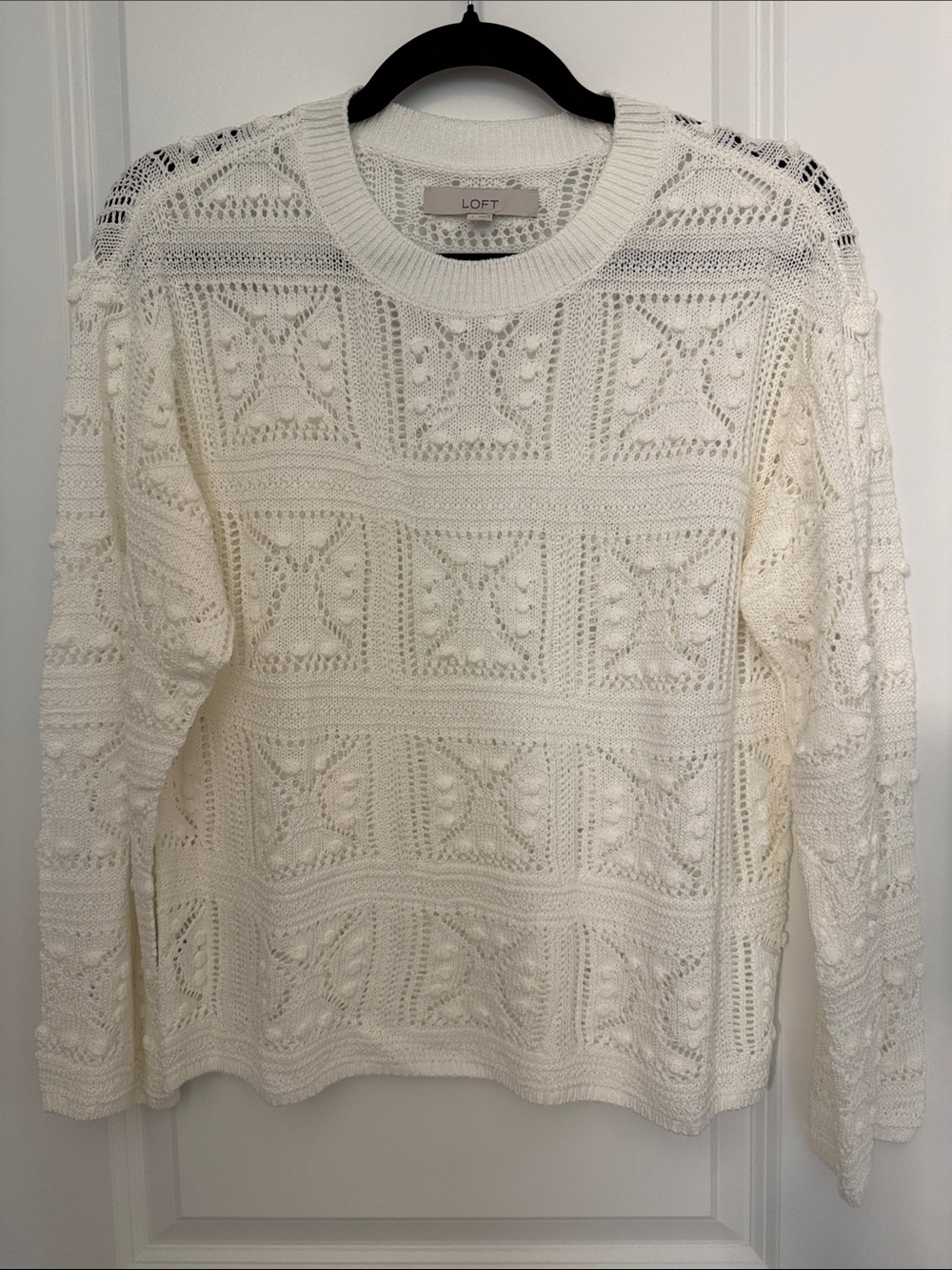 NWT LOFT Scoop Neck Crochet Sweater